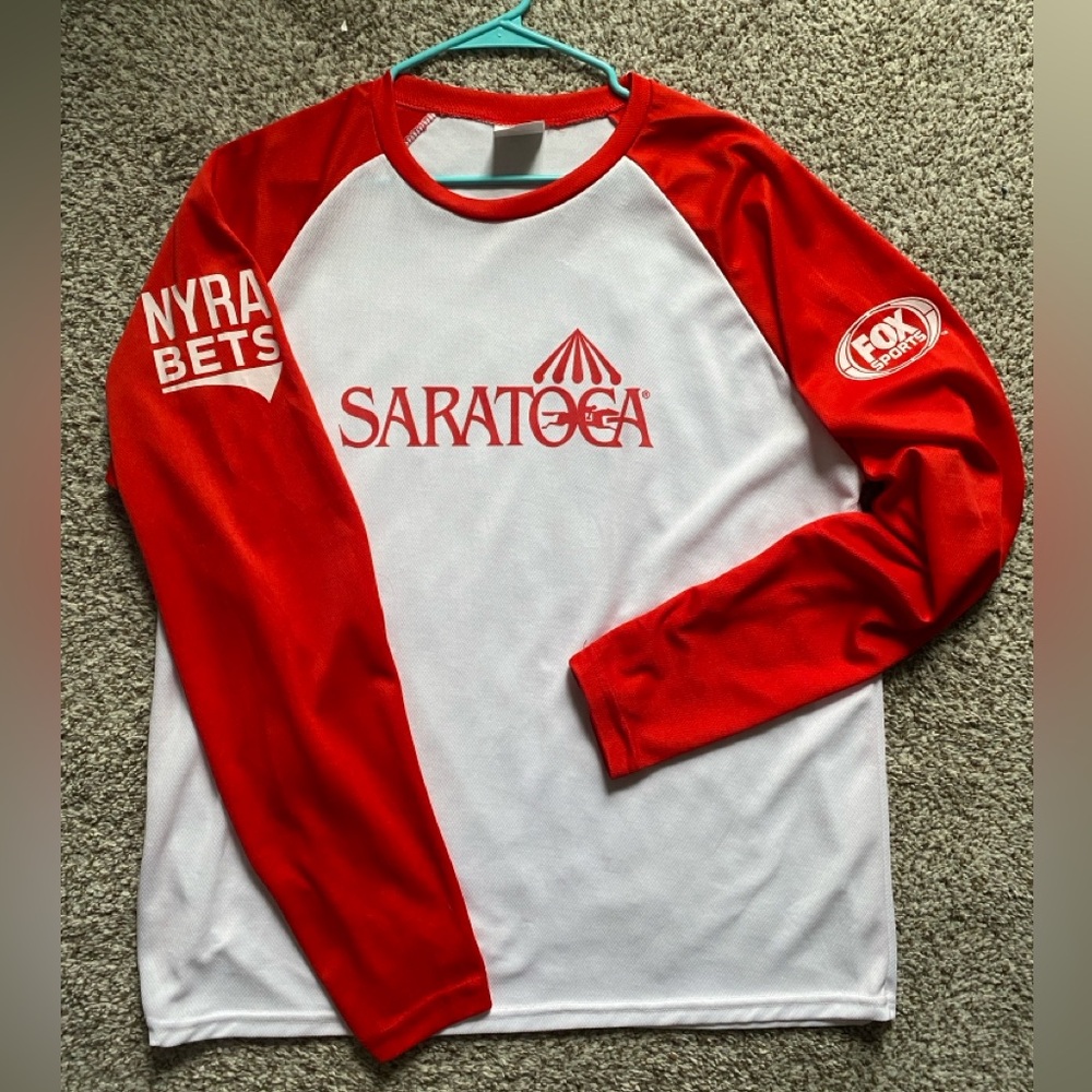 Saratoga Red and White Baseball Long Sleeve Tee Size XL